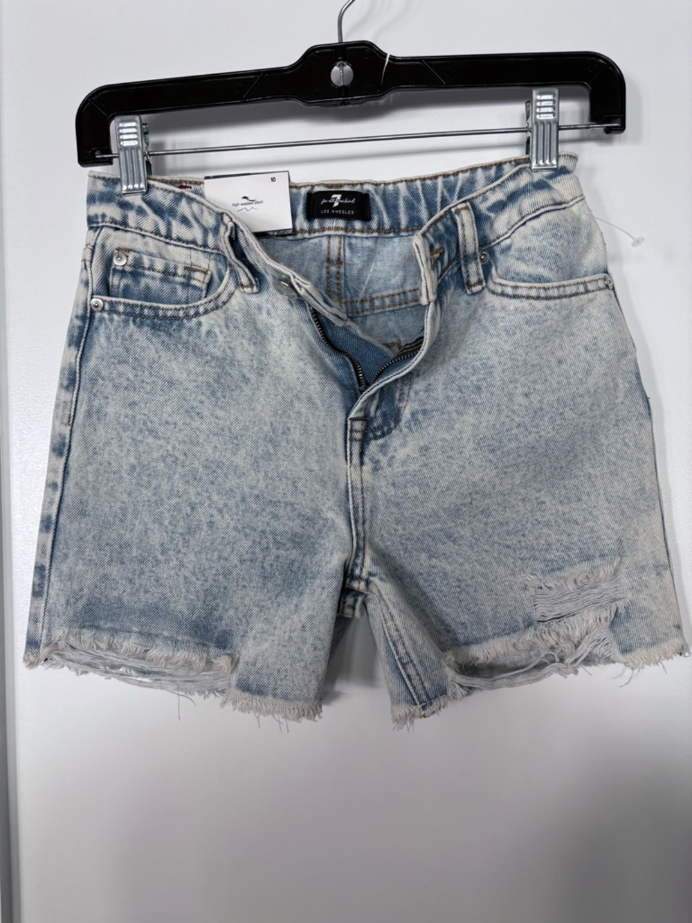 7 FAM NWT! High Waisted Shorts SIZE 10 Girls Raw Hem Washed Denim zip fly